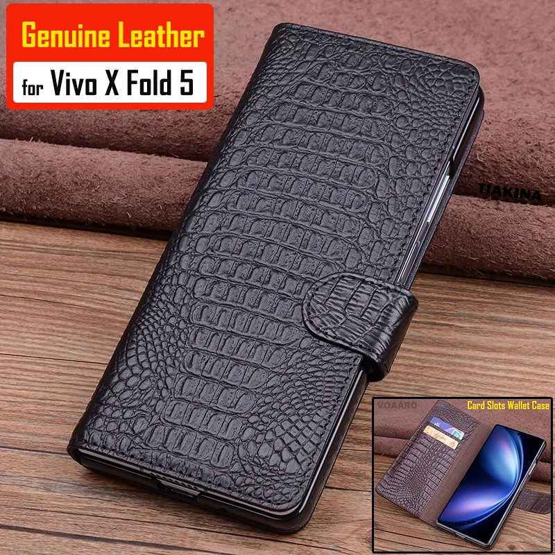 

Fashion Cover for Vivo X Fold5 Genuine Leather Flip Case for Vivo X Fold 5 Fold3 Pro Card Slots Wallet Case with Magnetic Buckle