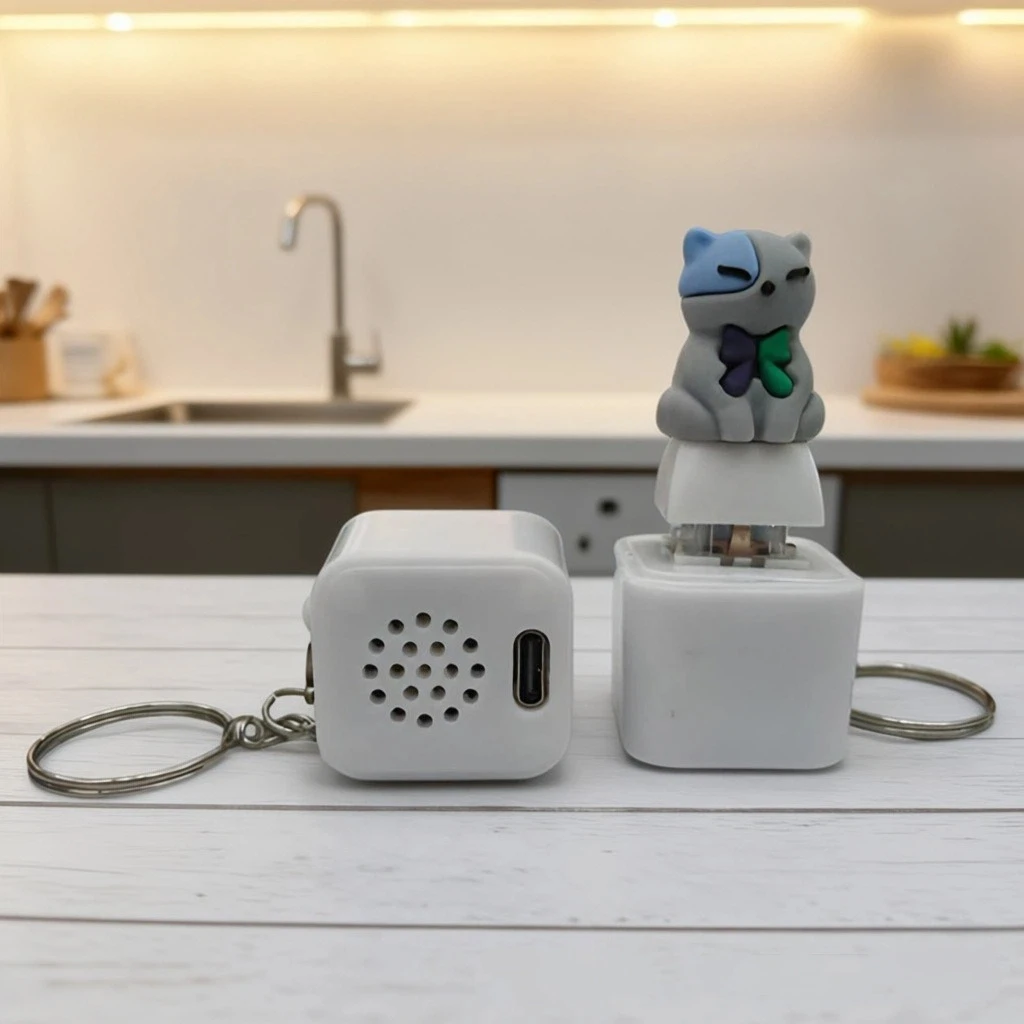 Rechargeable Animal Sound Light Fidget Keychain Simulation Cows Cats Light Up Pet Key Charm Pendant Glowing Voice