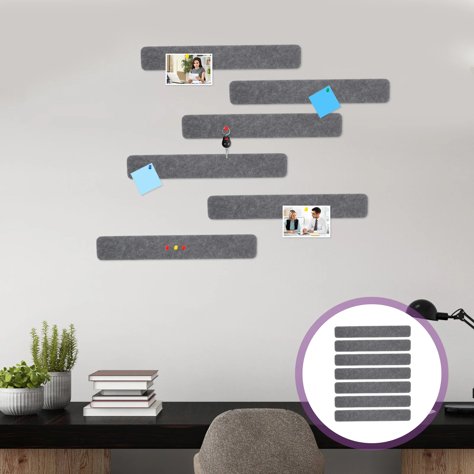 8 ชิ้น Felt ข้อความ Corkboard สําหรับ Office Memo Display Strip แถบผนังกาว Bulletin Bar แผ่น