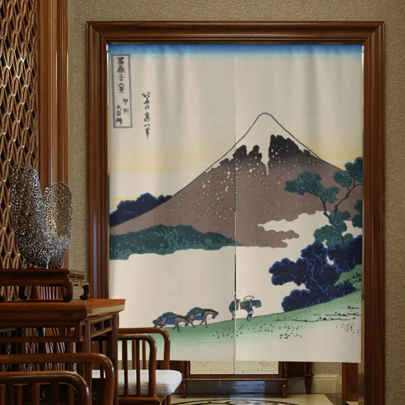 Japanese Ukiyo-e Door Curtain Mount Fuji Partition Curtain Kitchen Bedroom Toilet Half Curtain Feng Shui Curtain Noren