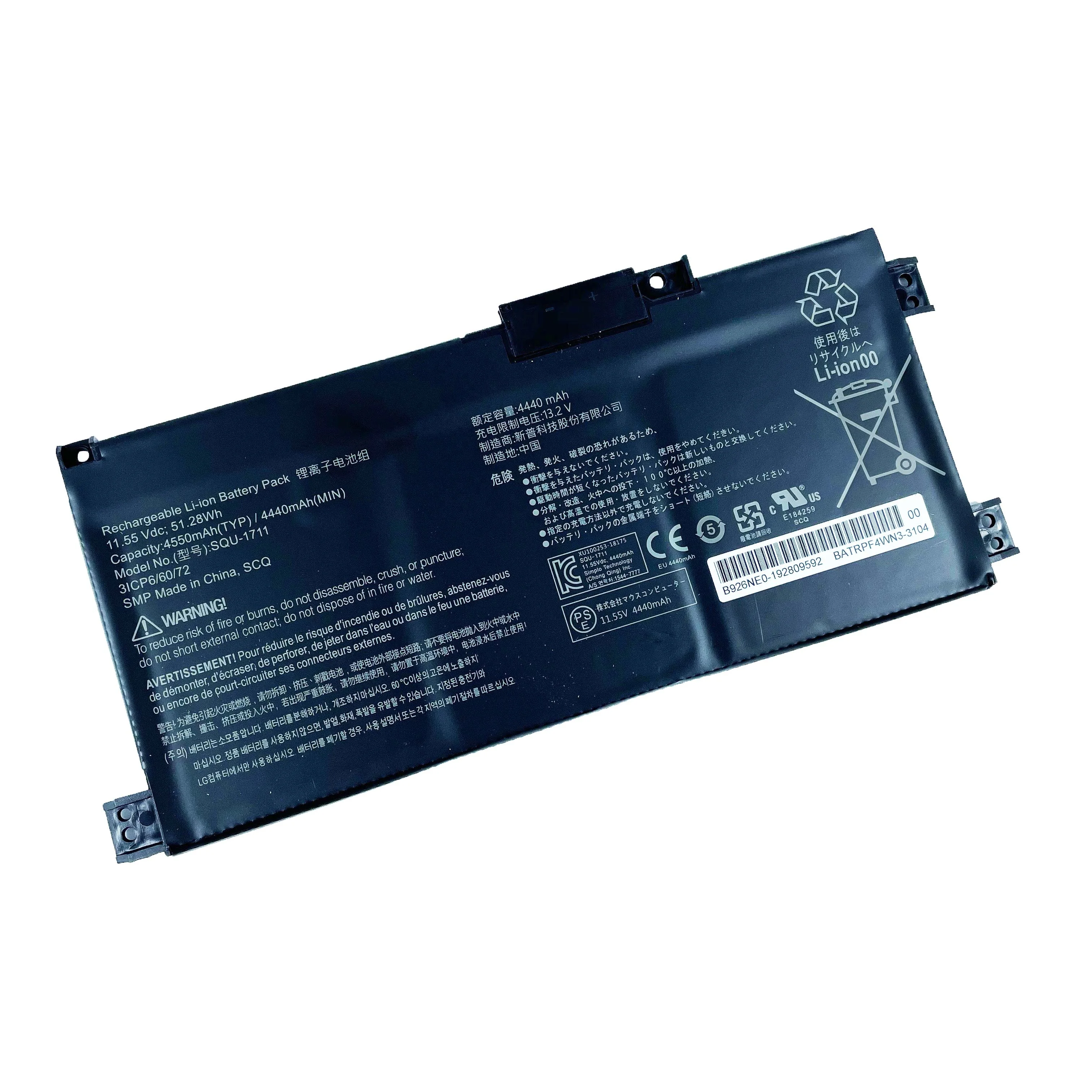 

Good Supplier 11.55V 51.28Wh SQU-1711 Laptop Battery for ThundeRobot 911AIR 911ME 911S G7000M