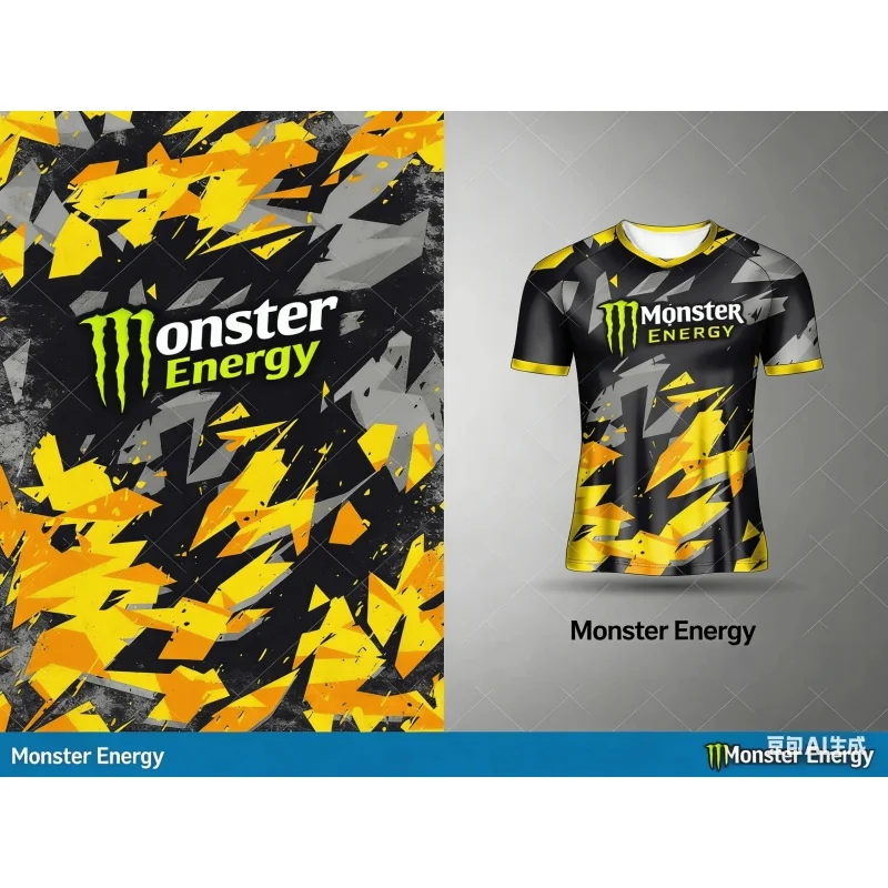 Camiseta deportiva transpirable de secado rápido para adultos - Estampado 3D Monster Energy - Camiseta para hombre - Camiseta de manga corta estilo casual urbano