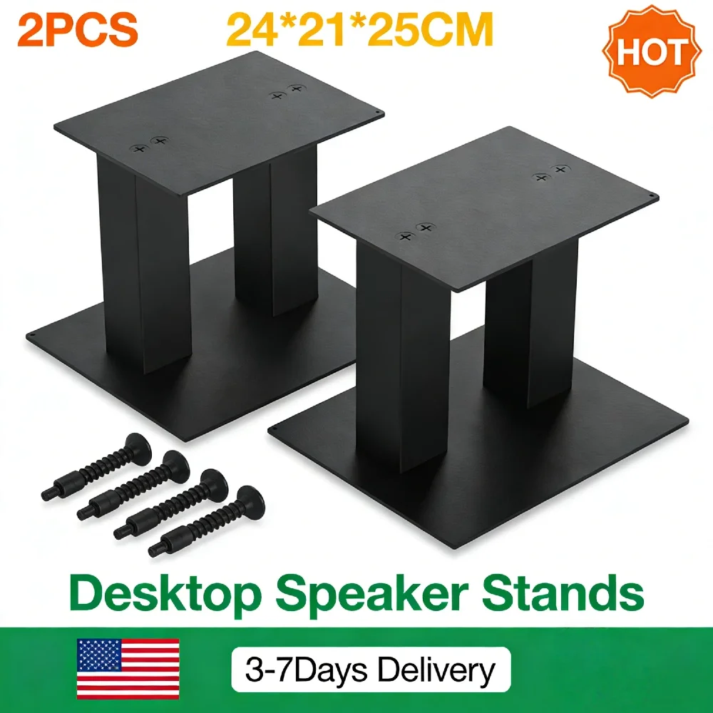 

1 пара настольных подставок для колонок, стальные подставки для студийных мониторов, грузоподъемность 25 фунтов, резиновые ножки, универсальные для маленьких/средних полочных колонок