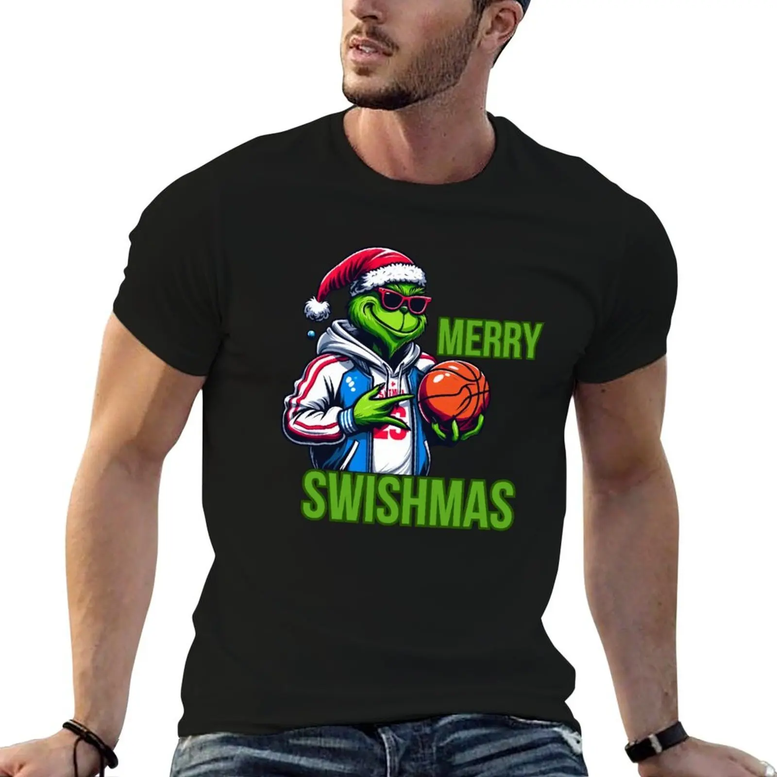 

Merry Swishmas T-Shirt mens graphic t shirts cotton t shirts man 100% T-Shirt