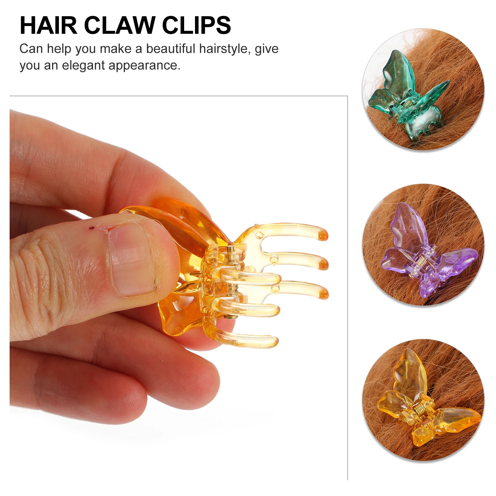 

10 Pcs Colorful Butterfly Hair Clips 1 Yellow 2 Purple 4 Pink 7 Green Creative Acrylic Durable Styling Great Gifts