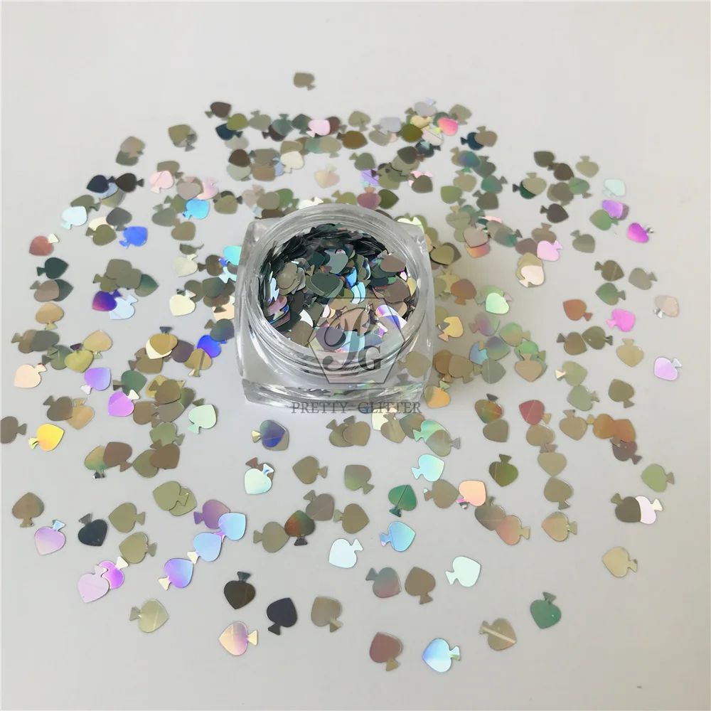 PrettyG 5MM Poker Spade Glitter Sequin Holographic Glitter Play Card For Resin DIY Art Craft Nail Makeup Decoration Accessories