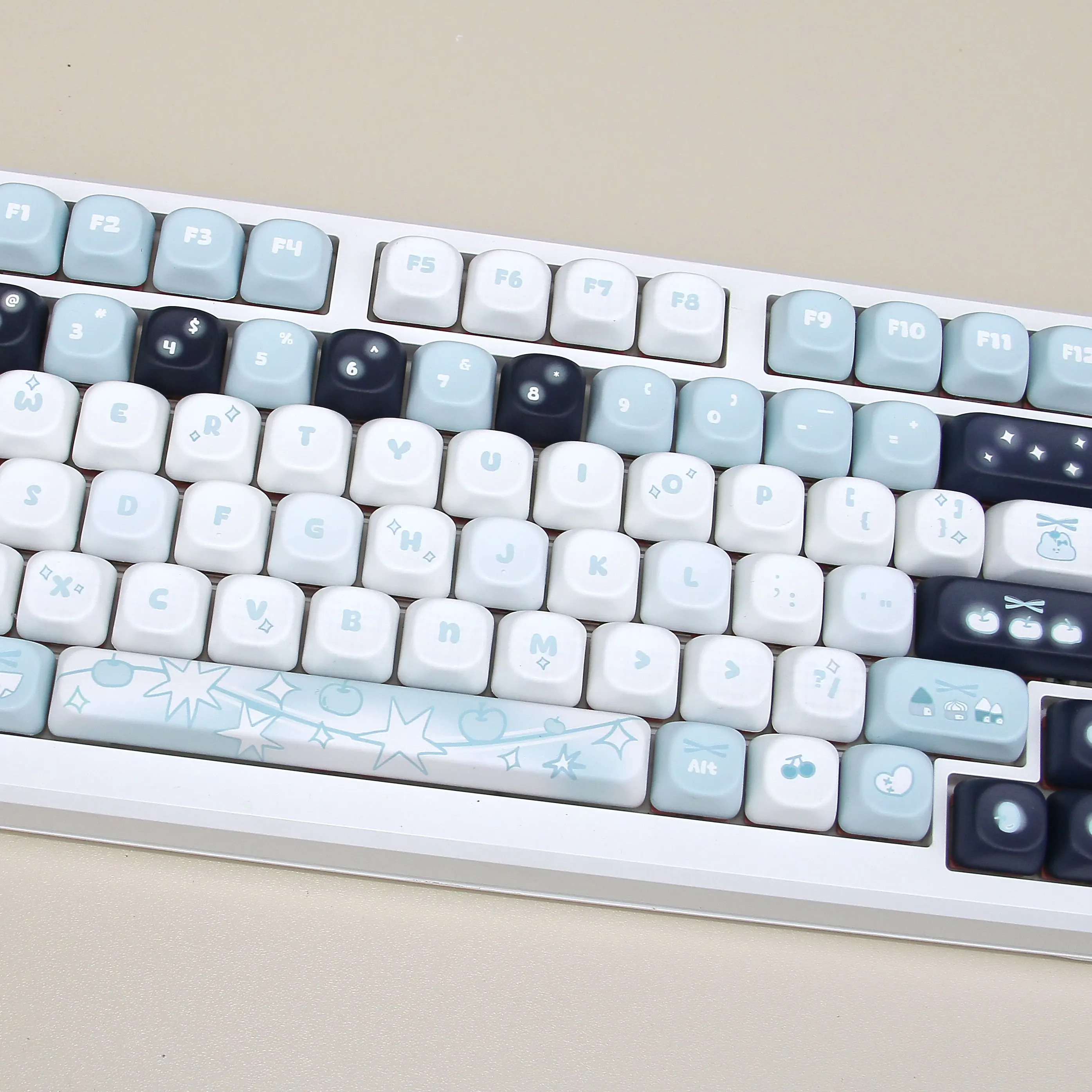 Fantasyland Theme Keycap Set Cherry/QX3 Profile Full Five-sided Sublimation PBT Keycaps Light Blue White Mechanical Keyboard Cap