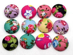 50 Mixed Color Flatback Fabric Flower Covered Buttons Round 11mm for DIY Hair Clip