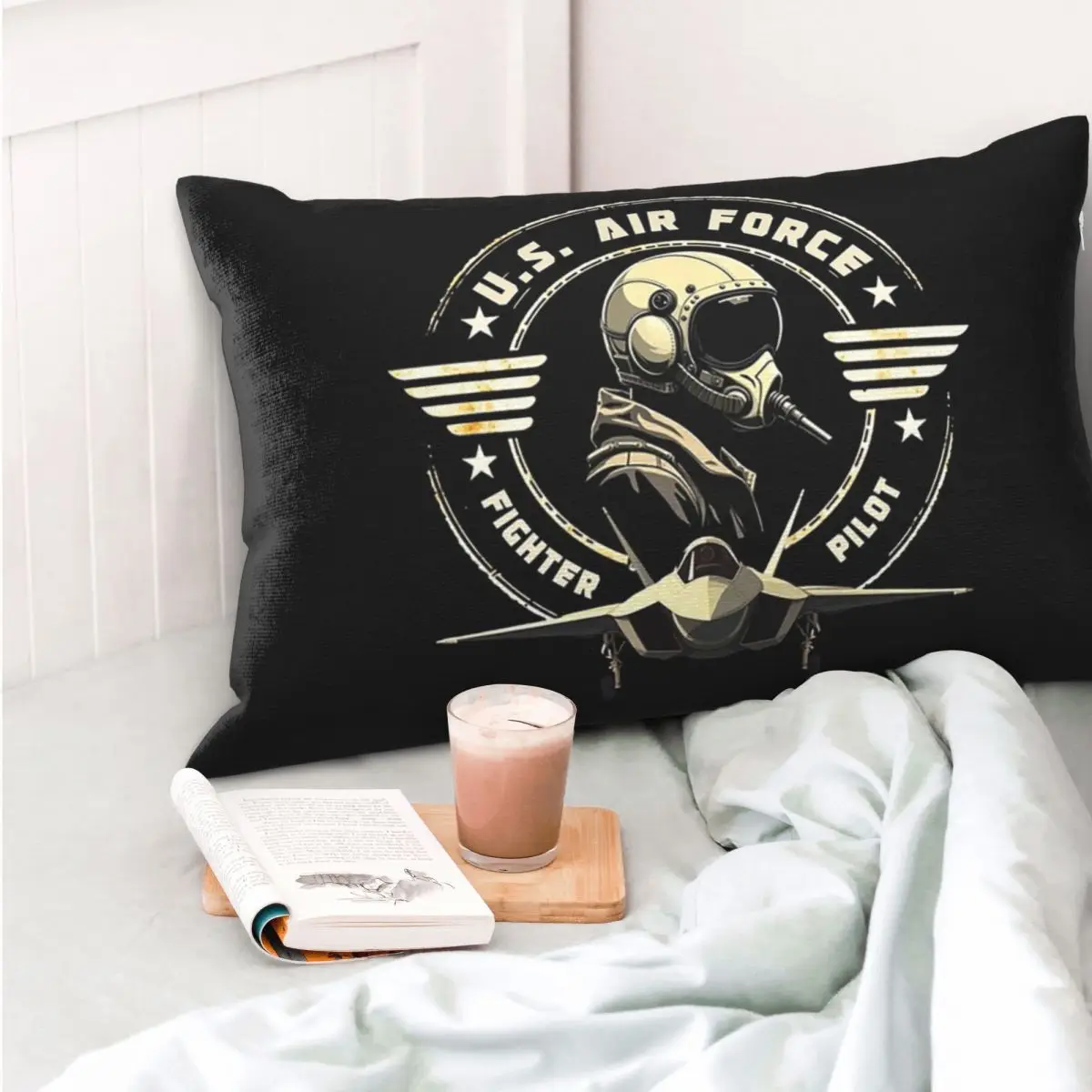 U.S. Air Force Fighter Pilot Military Aviation Vintage Rectangle Pillowcase Cushion Cover Decorative Bedroom Bed Throw Pillow