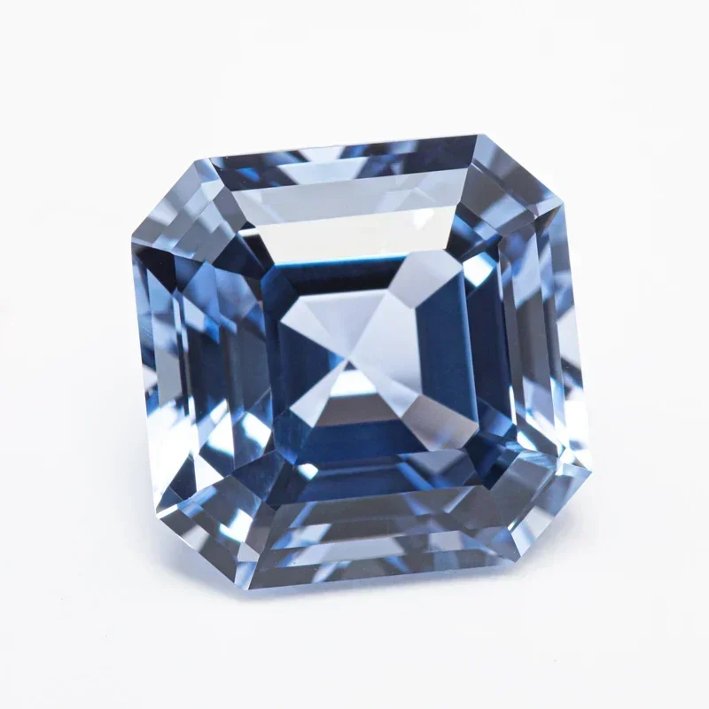 Top Lab Grown Sapphire Square Asscher Cut Cornflower Color VVS1 Charms DIY Jewel Making Material Selectable AGL Certificate
