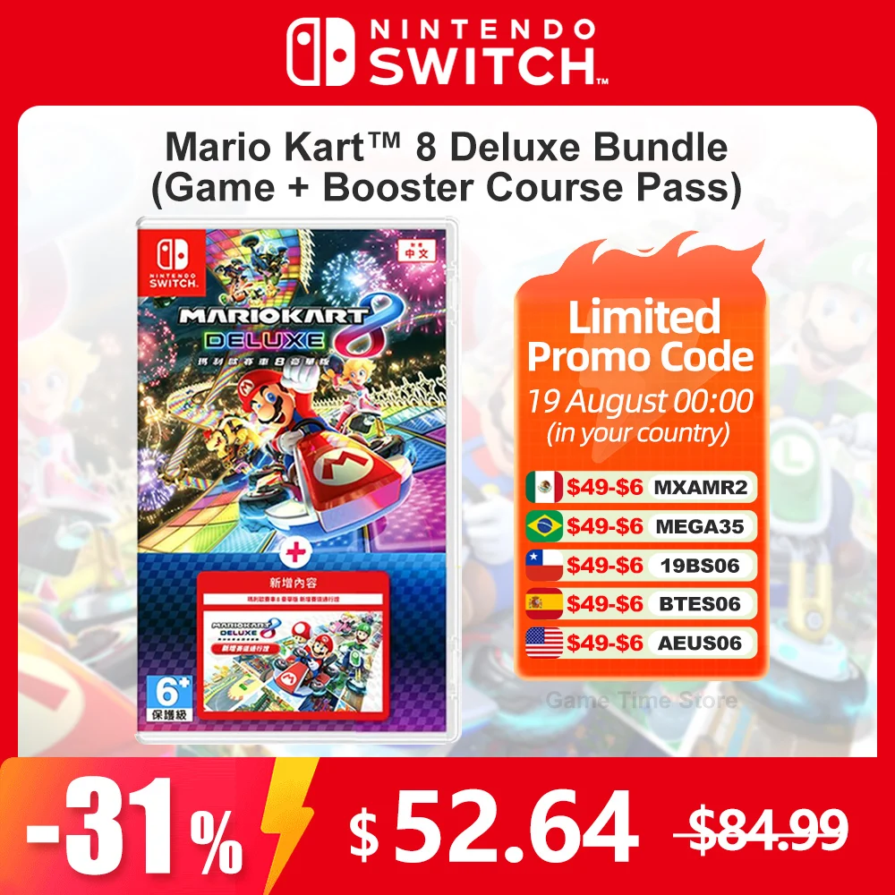 

Mario Kart 8 Deluxe Bundle (Game + Booster Course Pass) 100% New Nintendo Physical Game Card Support Multiplayer for Switch OLED