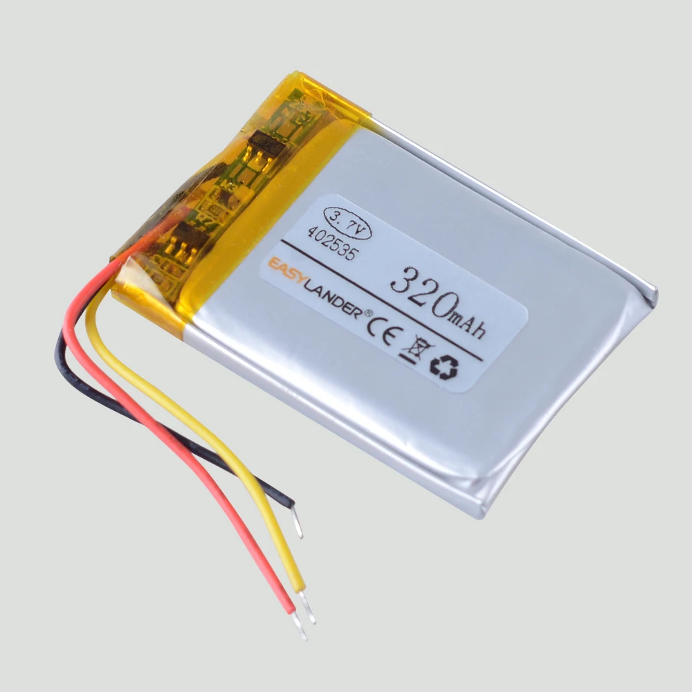 3-Wire 402535 3.7V 350mAh 422436 Lithium Polymer Rechargeable Lipo Li-ion Battery For GPS MP3 Purifier Smart Watch Night Light