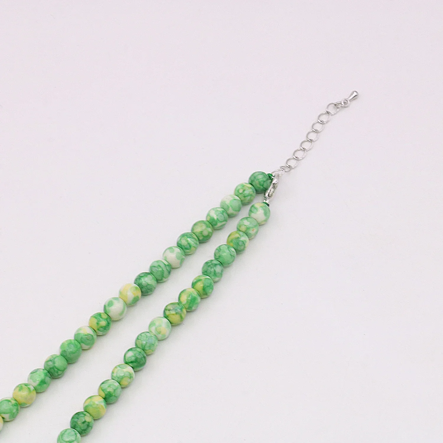 New 6-14mm Green Rainbow Turquoise Jade Chalcedony Tower Necklace Earring Sets 16inch 5cm Extension Chain Women Festival Gift