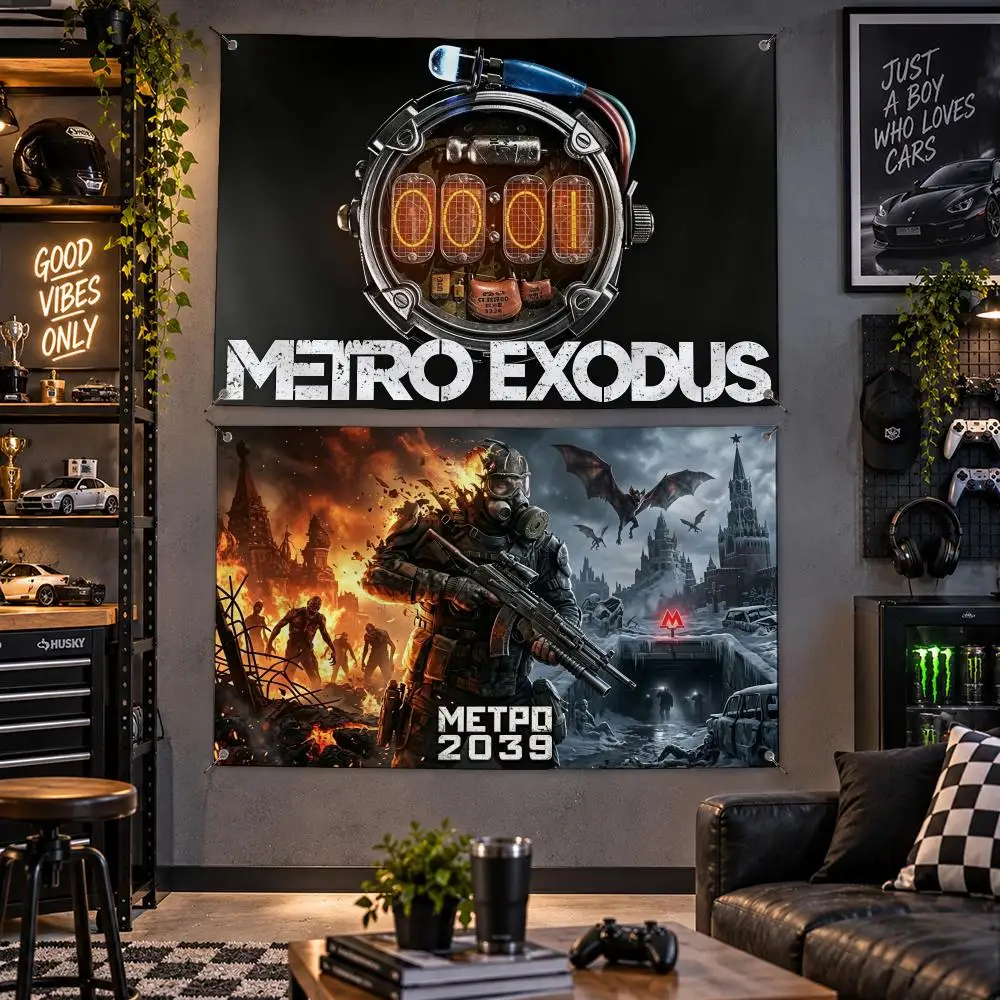 Game Survival Shooter Metro Exodus Flags Fan Flag Banner Outdoor Camping Backyard Lawn Garden Patio Party Decor Gift