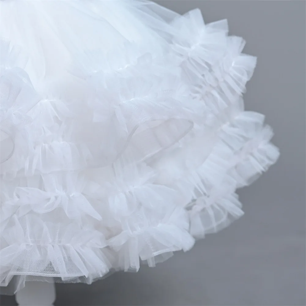 Flower Girl Dresses White Cute Knee Length Tutu Outfit Children's Girls' Clothing for The First Eucharist Birthday Ball Gown