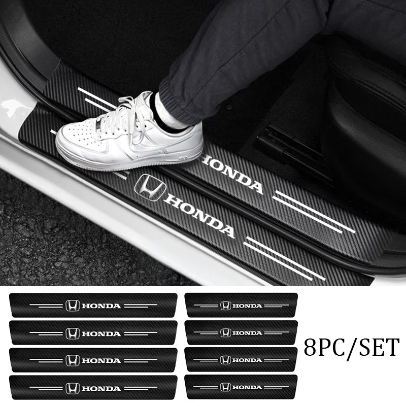 4 قطعة ألياف الكربون عتبة باب السيارة حامي عتبة ملصقات لهوندا سيفيك أكورد CRV صالح جاز أوديسي Vezel الطيار HRV التصميم #1