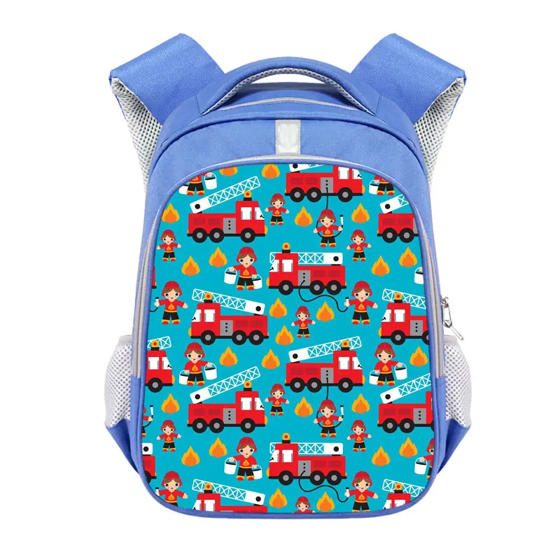 Cartoon Fire Truck Print Backpack Children School Bags Baby Schoolbags Kids Kindergarten Backpack Book Bag Boys Daypackgift