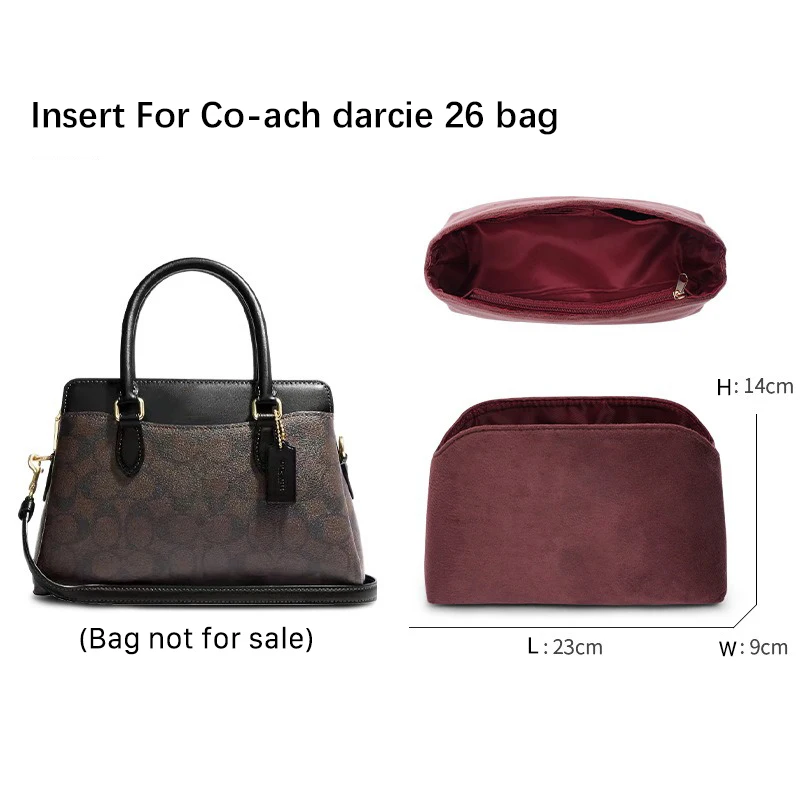 EverToner Flannelette Purse Organizer Insert For Co-ch Darcie 26 Inner Liner Bag Makeup Storage Multi-funcational Bag