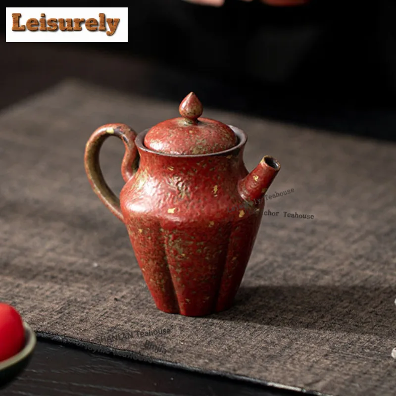 

100 мл позолоченный горный красный чайник в виде лотоса, креативный чайник для заварки чая, чайник для замачивания чая с шариковым отверстием, коллекция посуды для напитков