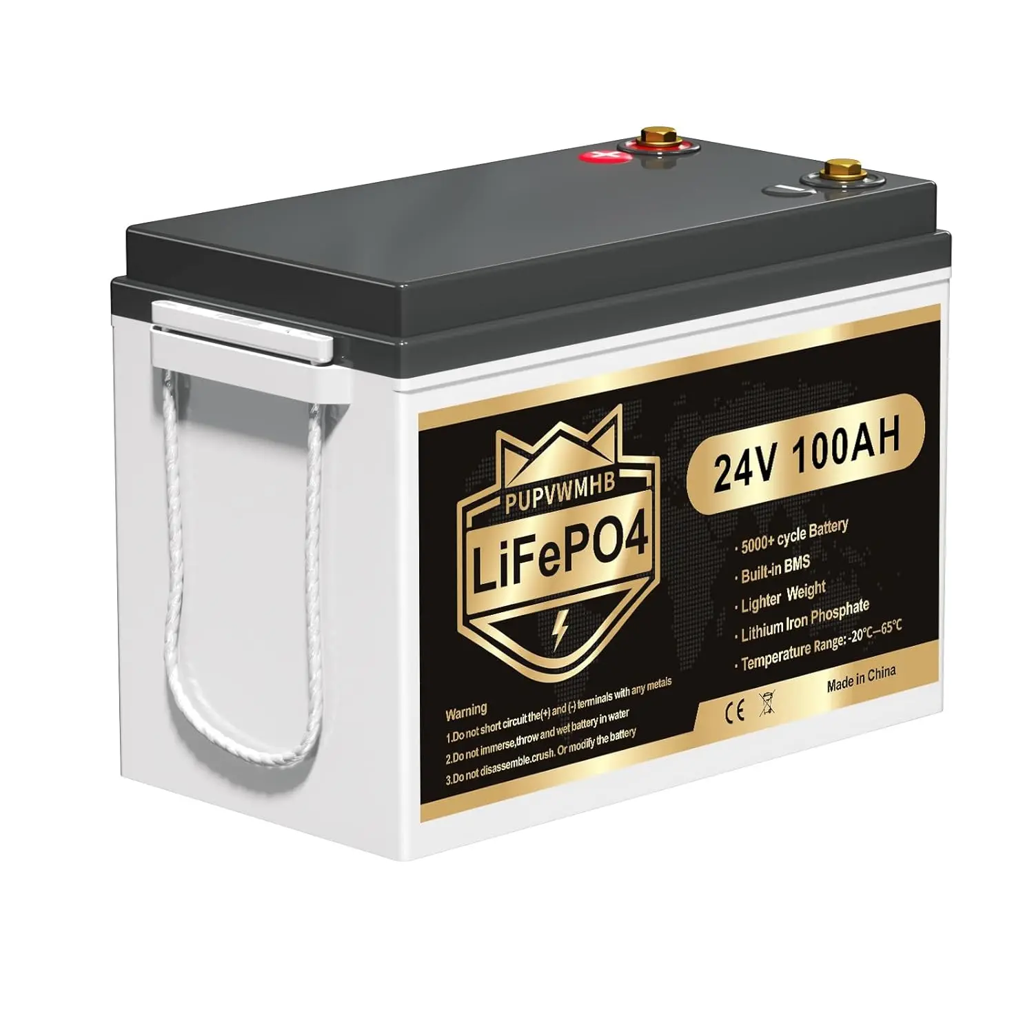 24V Lithium Battery, 2560W Load Power, Up to 15000 Deep Cycle | 24V 100AH Lifepo4 Battery, Built-in 100A BMS, Perfect, Custom