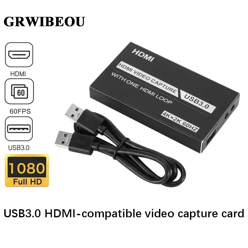 1080p USB3.0 HDMI compatible video capture card 4K 60Hz capture card screen game live broadcast suitable for Mac Windows PS4