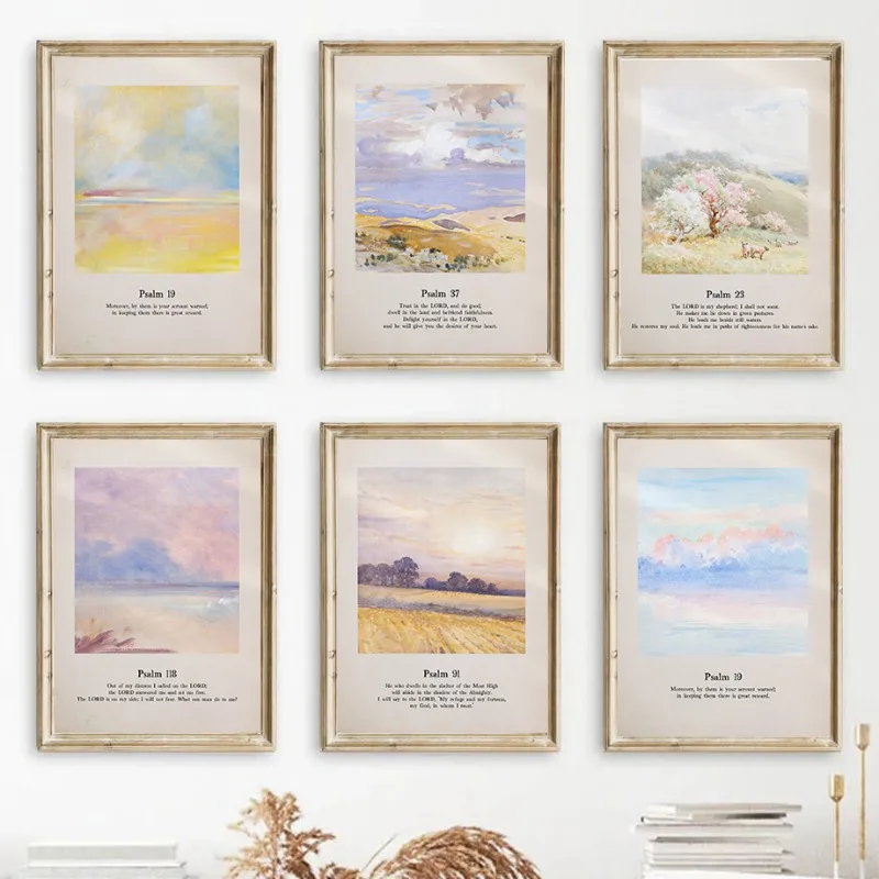 Modern Christian Jesus God Bible Verse Psalm Landscape Posters and Prints Canvas Printing Wall Art Picture for Living Room Decor