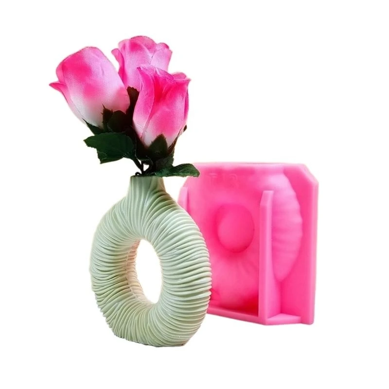 Concrete Vase Silicone Mold DIYs Flowerpot Mould Ornaments Making Circles Plaster
