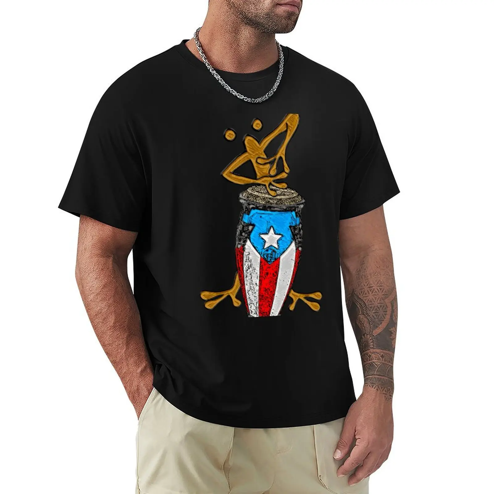 Conga Coquí Taíno Puerto Rican Flag Conga T-Shirt customs graphics black t-shirts for men