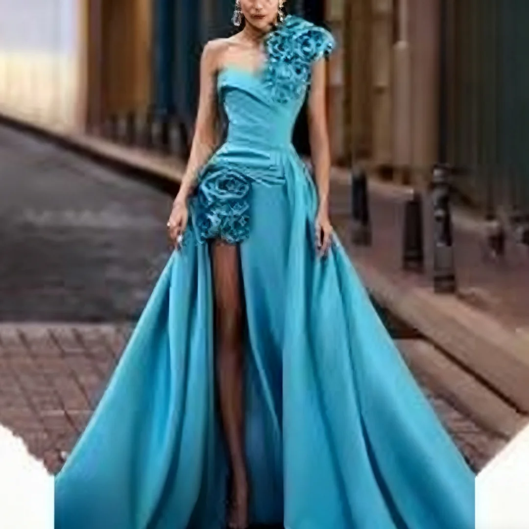 

Женское вечернее платье с цветами на одно плечо, милое вечернее платье, вечерние платья, платья для выпускного вечера на день рождения для женщин