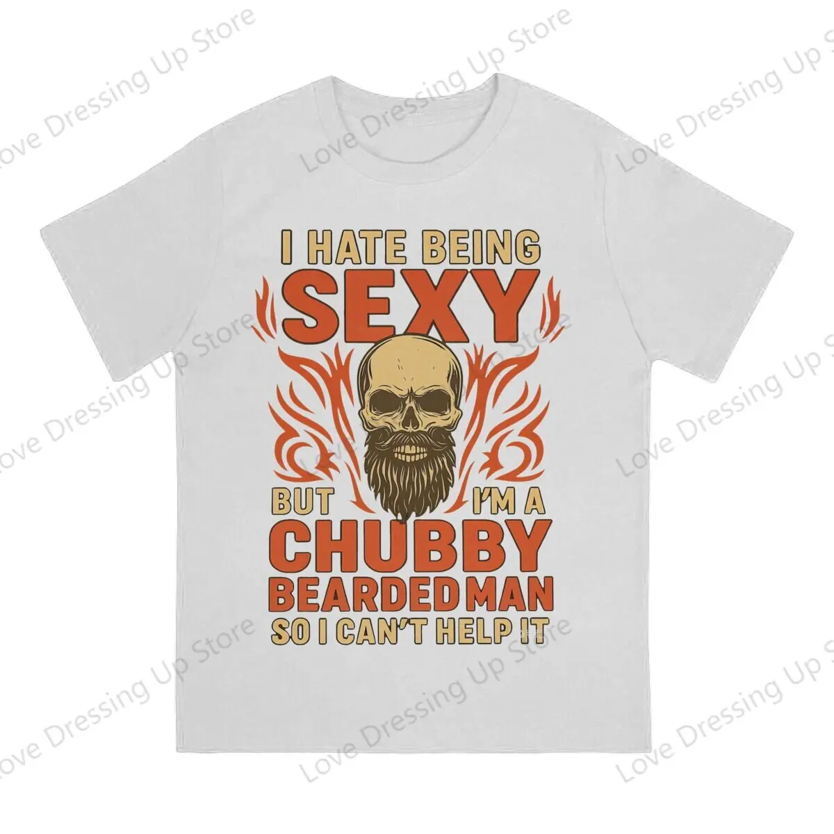 100% Cotton T-shirt  Loose Men T Shirts chubby bearded man axe skull Summer Sweat Absorption Casual Short Sleeves S-6XL