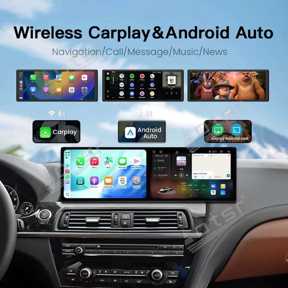 Dual Screen 9.1 Inch Android 15 Carplay HD Touch Screen For Audi Q7 2005-2009 Multimedia Player Car GPS Navigati Head Unit Auto