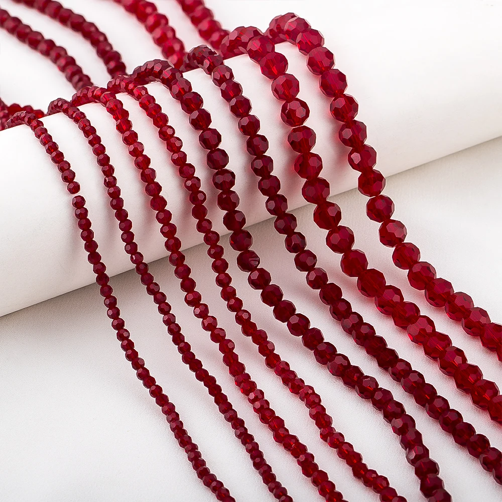

3/4/6/8mm Pomegranate Red Faceted Crystal Beads Abacus Glass Beads Loose Beads For Jewelry Making DIY Necklace Bracelet Crafts