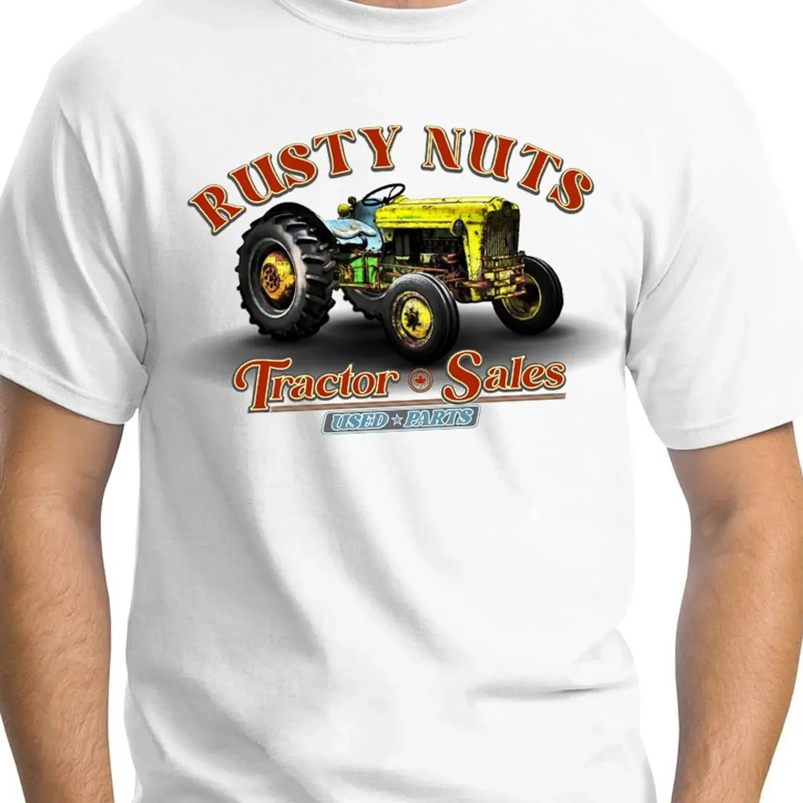 Rusty Nuts Tractors Ringspun Cotton T Shirt Farming Agriculture vintage Washed Top For Everyday Wear Unisex Breathable Soft