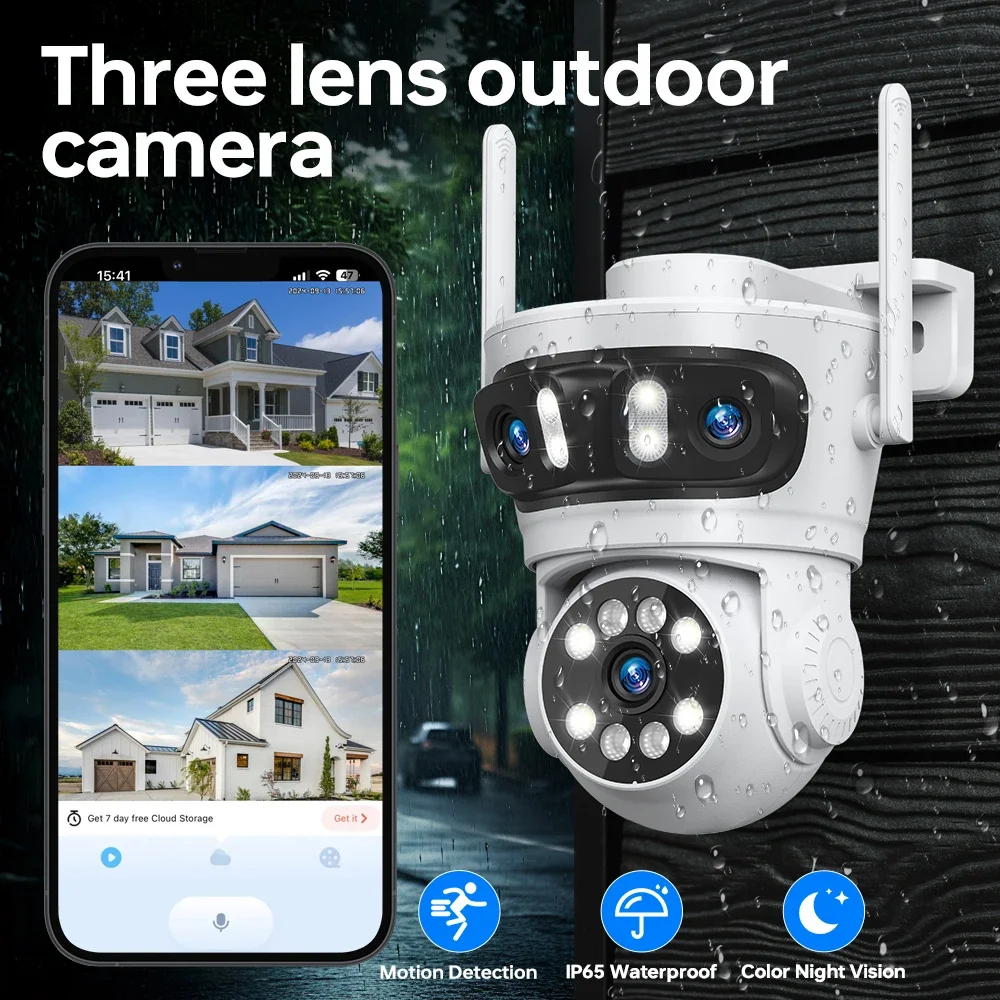 telecamera-esterna-impermeabile-ip65-connessione-wireless-visualizzazione-tripla-schermo-rilevamento-umano-ai-e-archiviazione-sd-nuviale