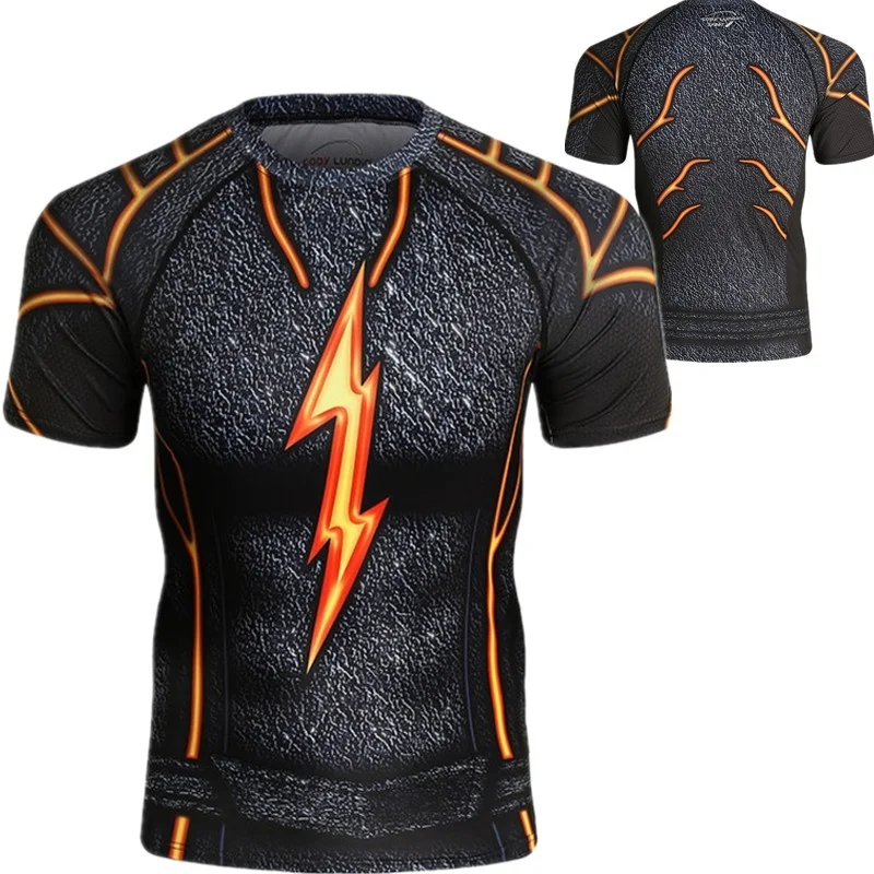 Theme sports tight fitting short sleeved T-shirt round neck slim fit breathable fitness running casual wear view 6