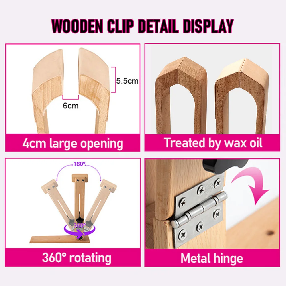 WUTA Leather Stitching Pony Hand Stitching Horse Table Desktop DIY Sewing Clamp Craft Working Tools Beech Wood w/2 Pcs Leather