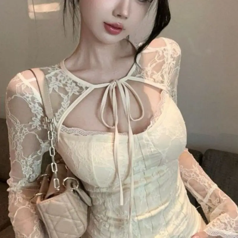 Pure Desire Hot Girl Sexy Hollowed-out Halter Top For Slimming Women's High-end Lace Base Layer For Women