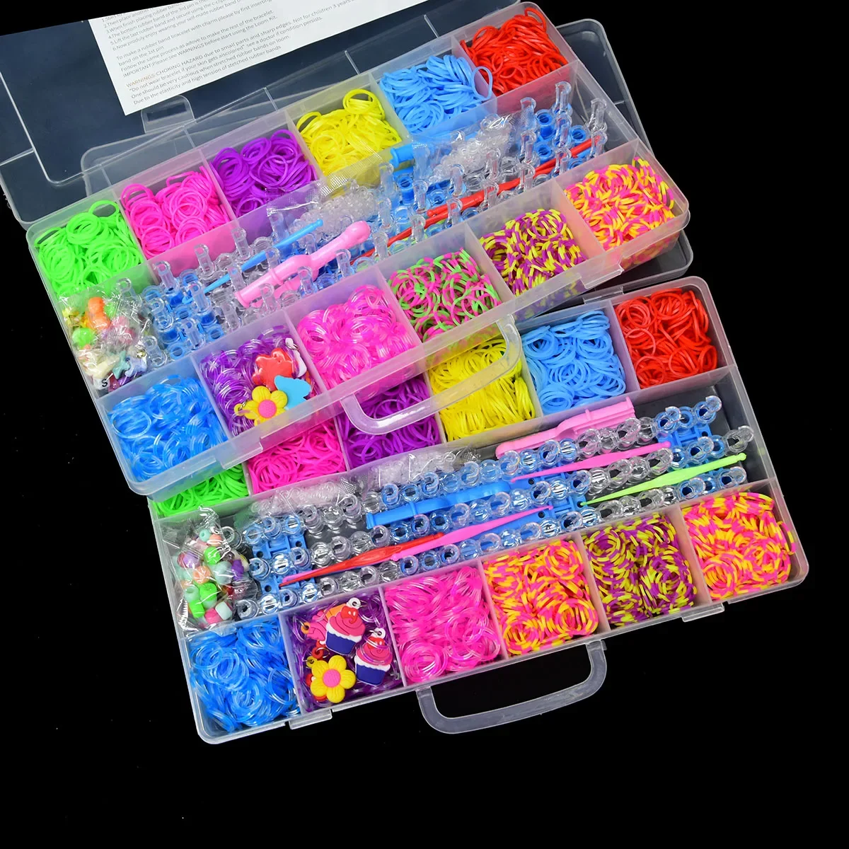 1800pcs Elastic Rubber Bands DIY Loom Tool Set Box Weave Bracelet Handicraft Girl Gift Children Kids Toys for Teenage 8 10 Years