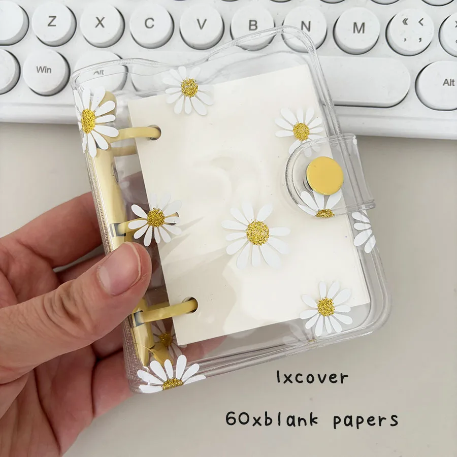 1 Set 3-Loch-Gänseblümchen-Notizbuch, Taschen-Notizblock mit losem Blattring, mit 60 Blatt Gürtel/leeres Papiere, DIY Mini-Junk-Tagebuch-Handbuch – Detail 6