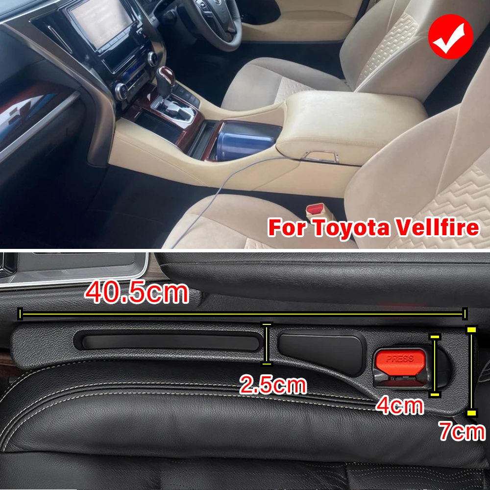 2008-2024 For Toyota Vellfire 20 30 40 ah20 ah30 Alphard 2PCS Car Seat Gap Filler Strips Auto Seat Kit interior Accessories