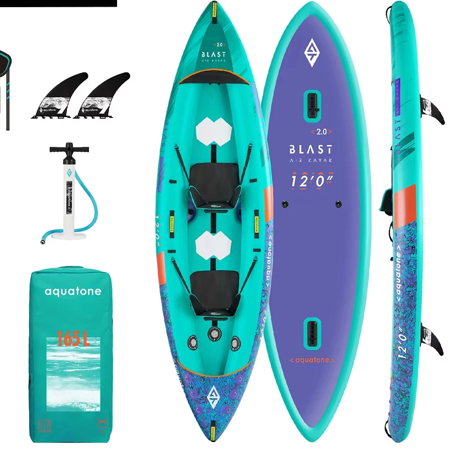 

Aquatone Blast Inflatable Reinforced PVC Recreational Kayaks High Pressure Drop-Stitch Deck 2-Person 3-Person with Accessories