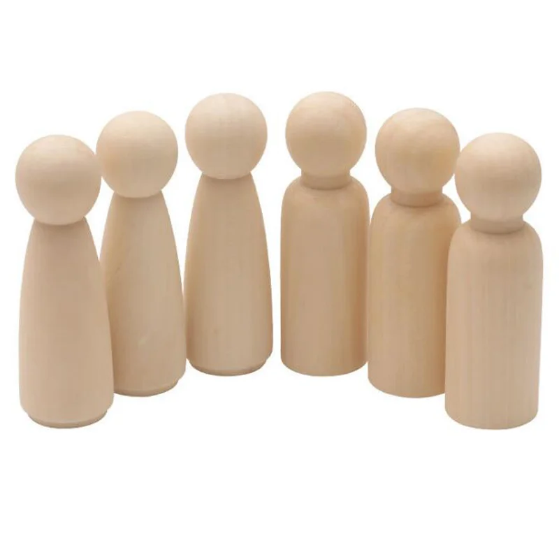 10pcs 90mm Solid Hard Wood DIY Unfinished Wooden Peg Dolls Create Your Own Characters with Unfinished Wooden Doll Bodies