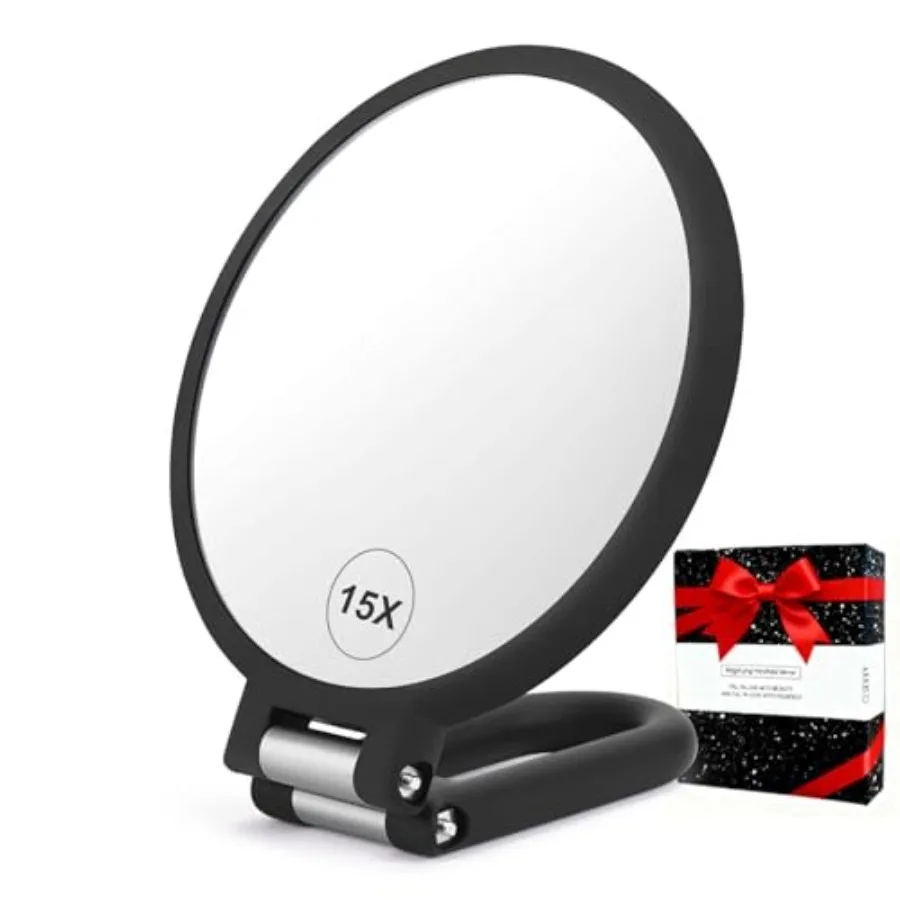 

CLSEVXY Magnifying Handheld Mirror Double Sided, 1X 15X Magnification Hand Mirrors, Travel Folding Hand Held Mirror, 360°Rotati