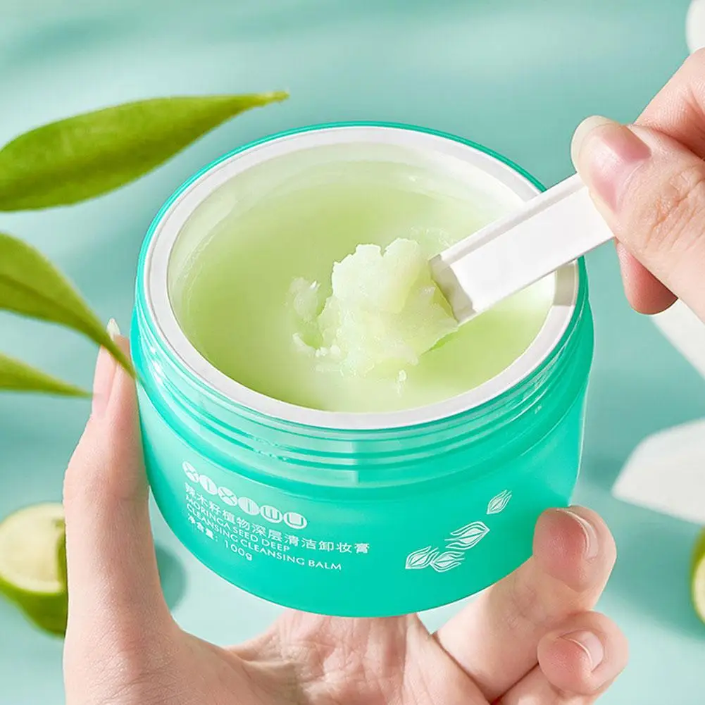 Bálsamo limpiador de plantas verdes, eliminador de maquillaje, bálsamo de fusión, crema purificadora, nutritiva para la piel de la cara, todo tipo de piel