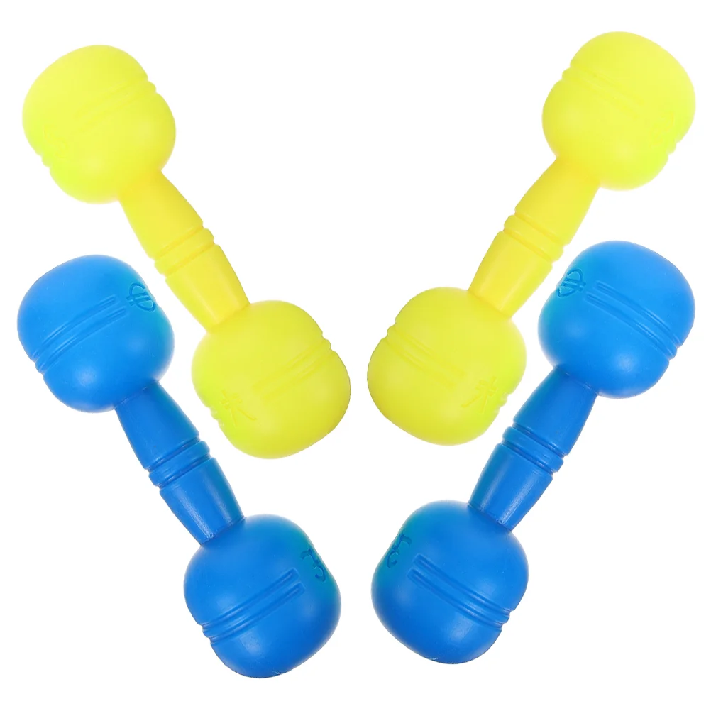 

2 Pairs Talking Dumbbells Kids Weights Yellow Plastic Fitness Equipment Home School Training Improve Physical Function