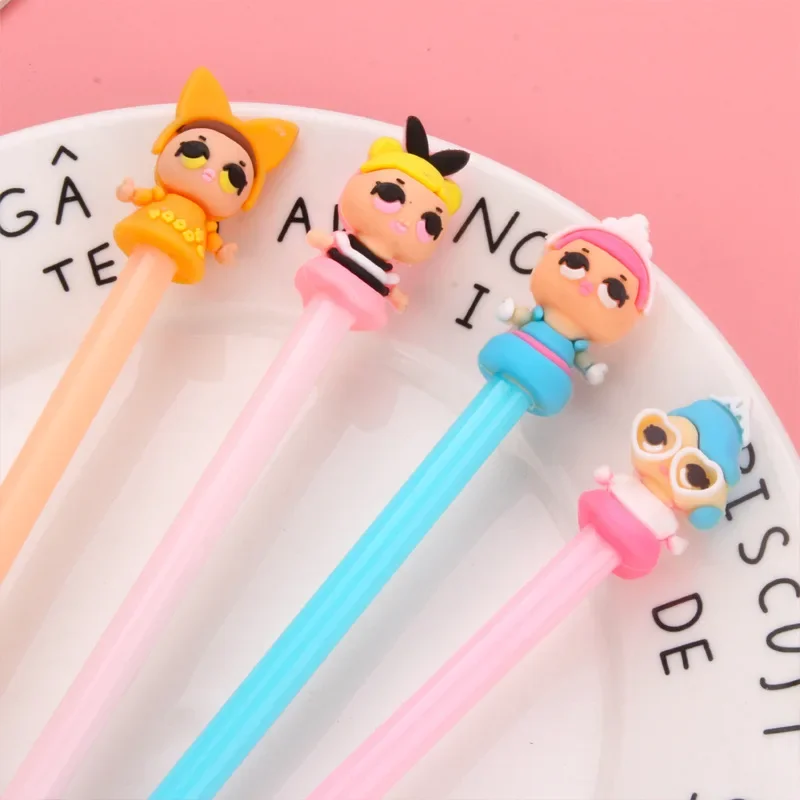

50 шт., креативные канцелярские принадлежности с героями мультфильмов, гелевые ручки для свежих девушек, обучающие принадлежности, черная ручка для подписи 0,5 мм, Kawaii, школьные принадлежности B
