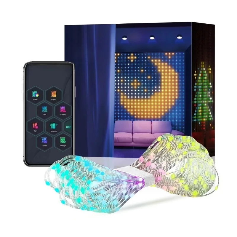 For Curtain Light Point Control Subtitle Light RGB Symphony Leather Line Light, Curtain Atmosphere Decorative Light