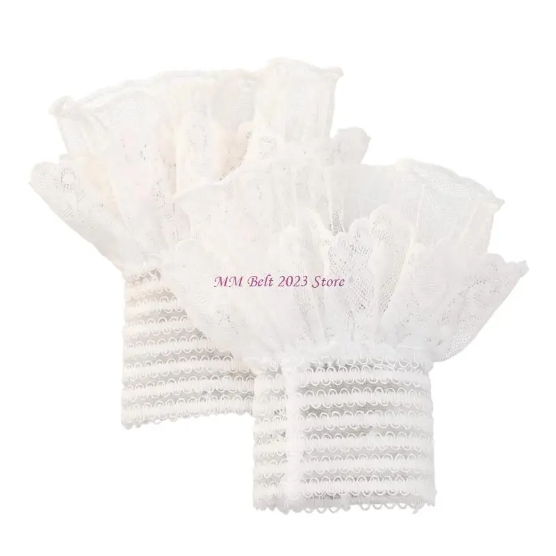 49ME Decorative Lace Sleeves for Women Daily Outfit Enhancement Ruffle Layered Wrist Cuffs Sleeves Armwear for Styling