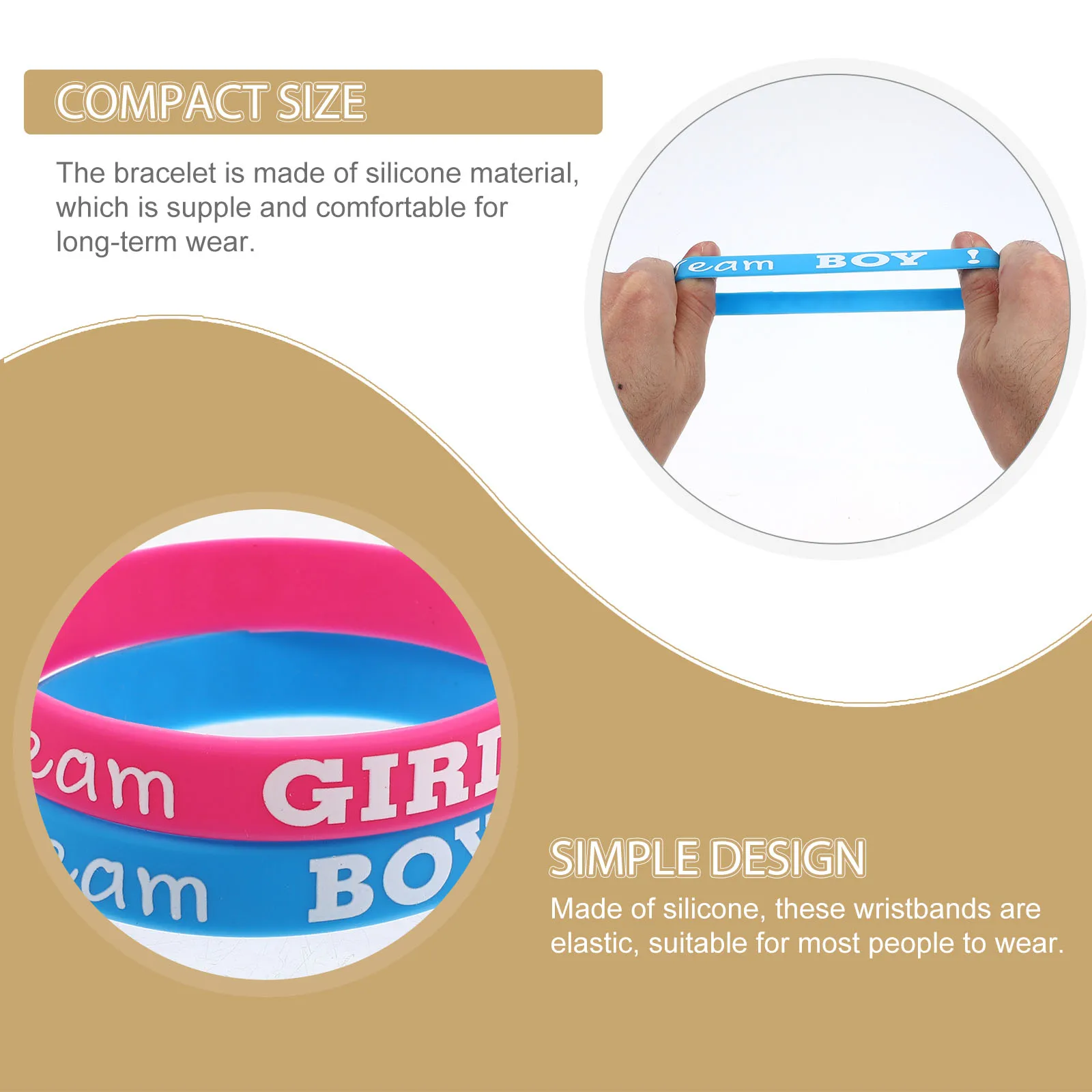 

Silicone Wristb Gender Reveal Bracelets Baby Shower Party Decorations Adjustable Size Team Boy Girl Comfortable Long Term Wear