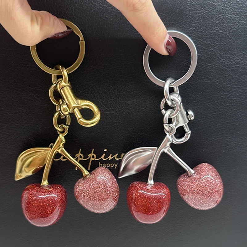 

Bag Charm For Coach Handbag Shoulder Bags Double Tone Crystal Cherry Pendant Women's Keychain Accessories Gift